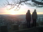 Sonnenuntergang über Schloss Mansfeld mit Franzi und Flash