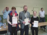 Siegerehrung Frauen mit Antje Wallstabe (Dritte), Prof. Dr. Schmidt, Katja Mädel