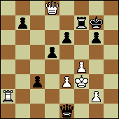 Effi - Bitalzadeh: mit 43...e5 rennt Schwarz einem Matt-Phantom nach und muss später Dauerschach geben
