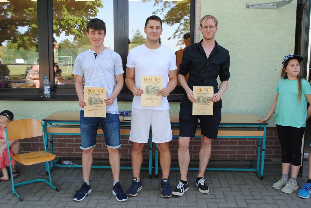 Siegerehrung Einzelblitz: Gedeon Hartge, Franz Bräuer, Martin Brüdigam