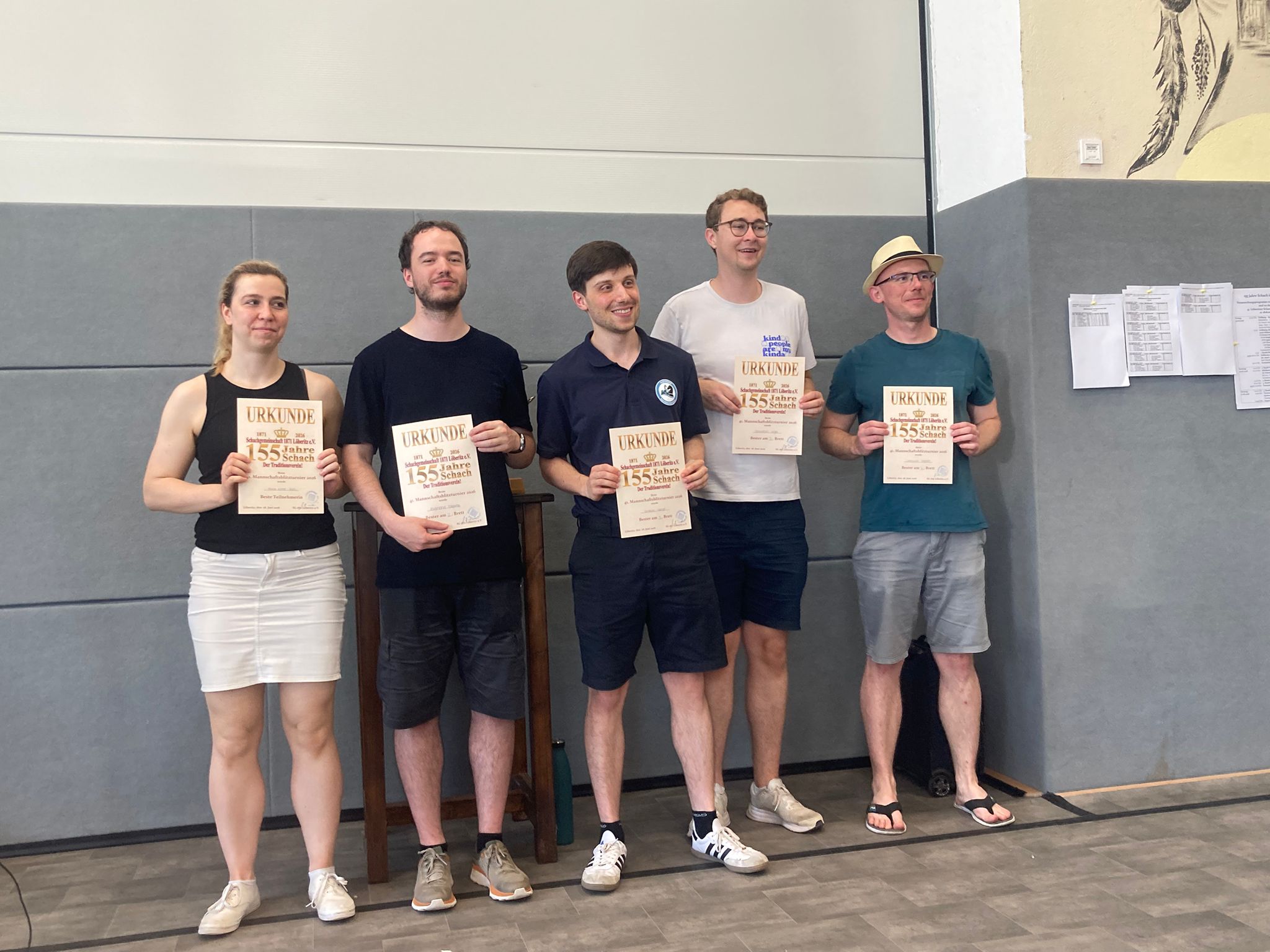 Brettbeste Mannschaftsblitz: Alina Fichte-Rath, Zsigmond Szajbely, Gedeon Hartge, Constantin Vogel, Christian Sagafe